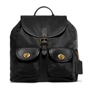 Like new leather trimmed nylon back pack - super comfy light and in pristine con